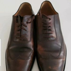 MENS GUCCI DARK BROWN WING TIP LACEUP DRESS SHOES!